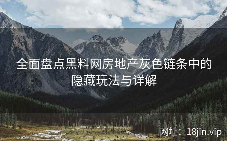 全面盘点黑料网房地产灰色链条中的隐藏玩法与详解